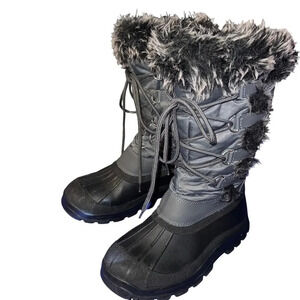 True Soft Women’s size 7 Adirondack Grey Lace-Up Zip Faux Fur‎ Sherpa Lined Boot
